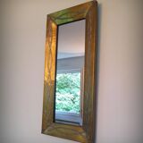 Miroir brutaliste en laiton par Jean Goardere, France, années 1970