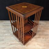 English rotating library in mahogany and marquetry
