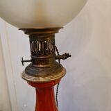 Pair of electrified nineteenth century kerosene lamp
