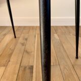 wooden coffee table and 70s design compass legs