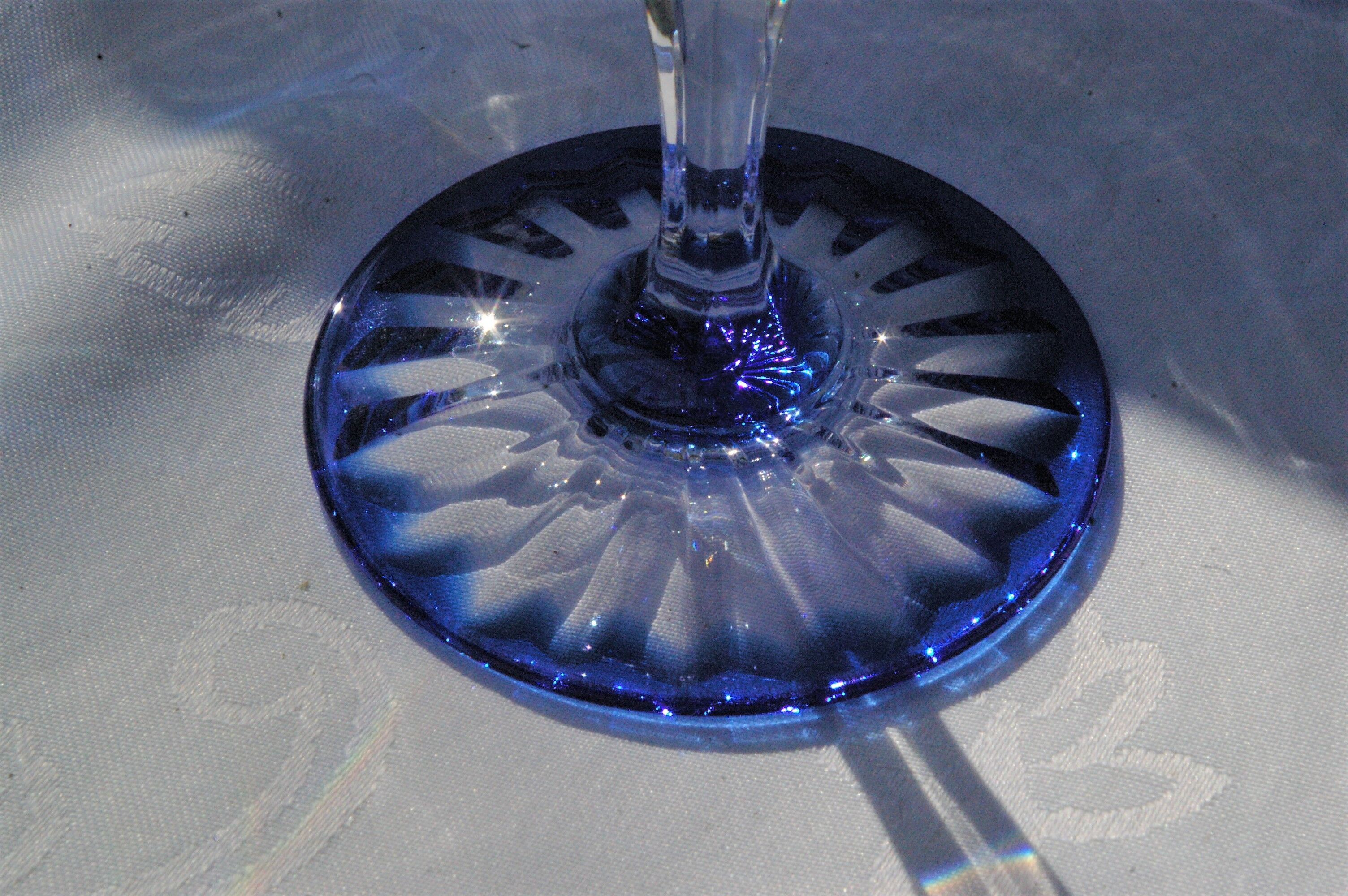 Cristal d'Arques - 6 Champagne Cups Blue Waltz - Double layer crystal