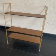 Vintage 1960 String wall shelf in golden wood - 60 x 50 cm