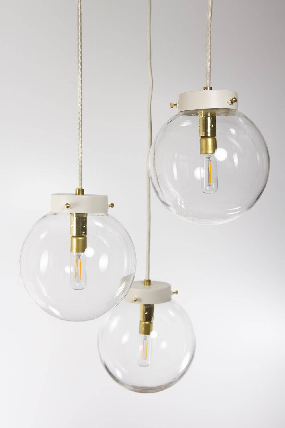 Lidija * yugochic pendant chandelier * mcm hanging light * mini vintage cascade * retro glass * gold