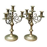 Paire de chandeliers en laiton, 4 feux