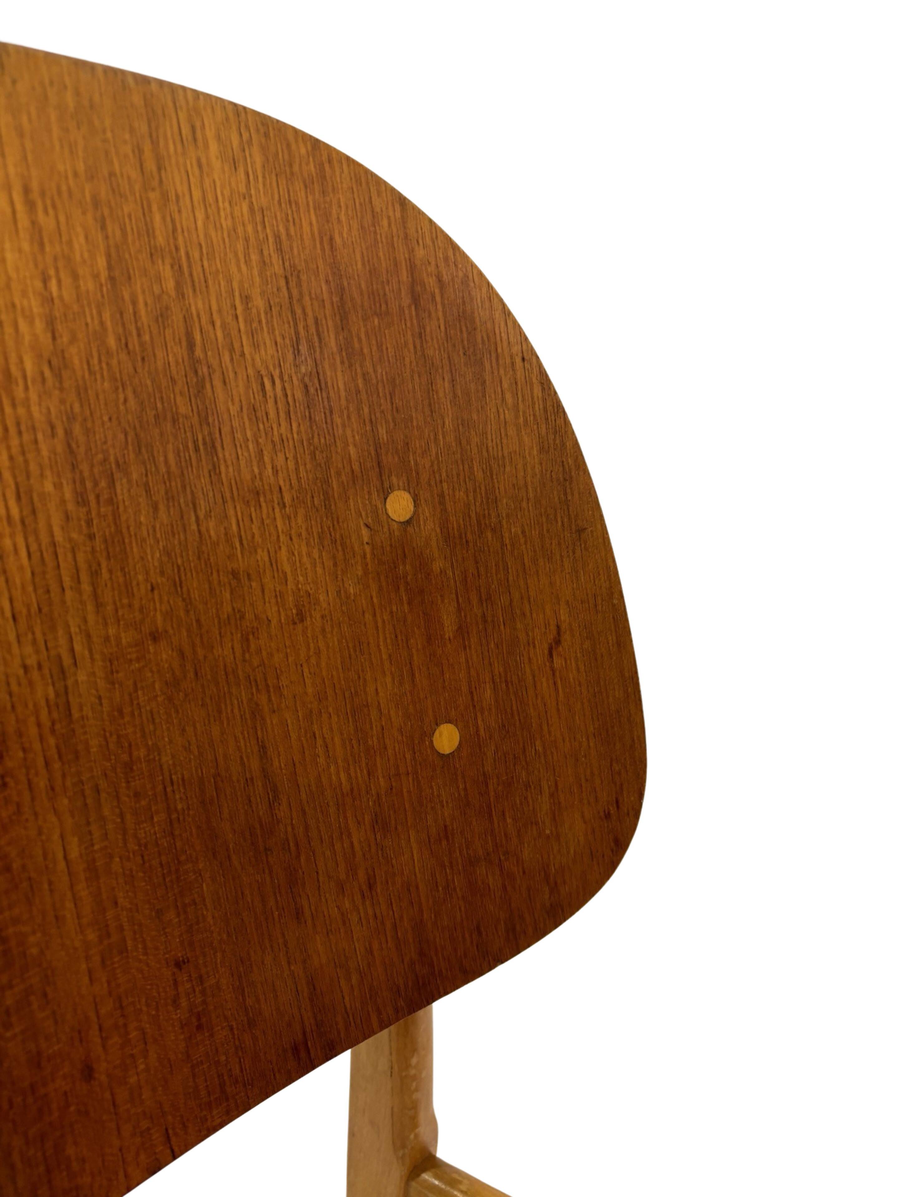 Vintage dining room chair Scandinavian 1960s plywood and teak design