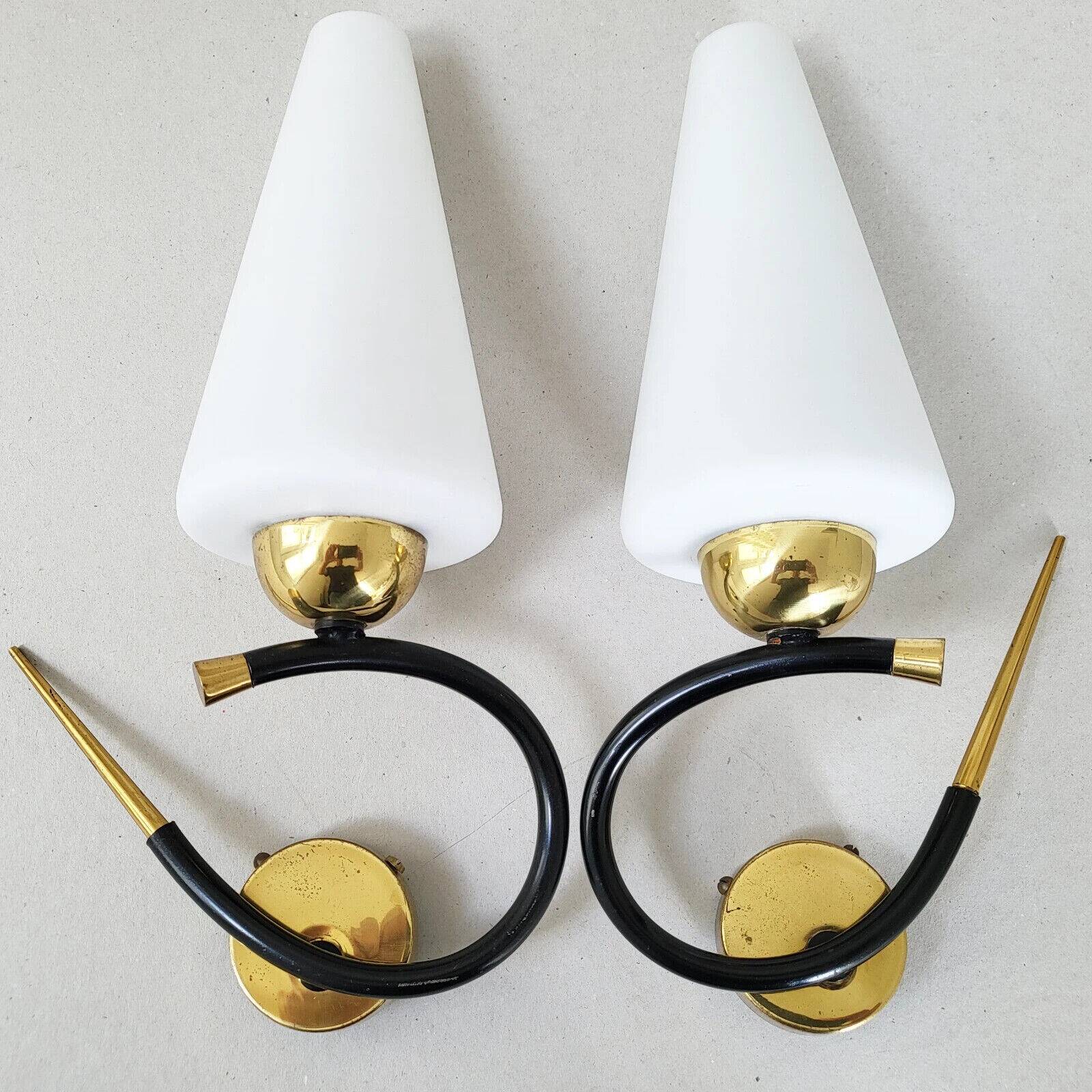 Pair of vintage Arlus wall lights 1950