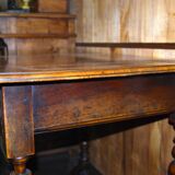 Louis XIII writing table in walnut, turned baluster x-shaped legs.