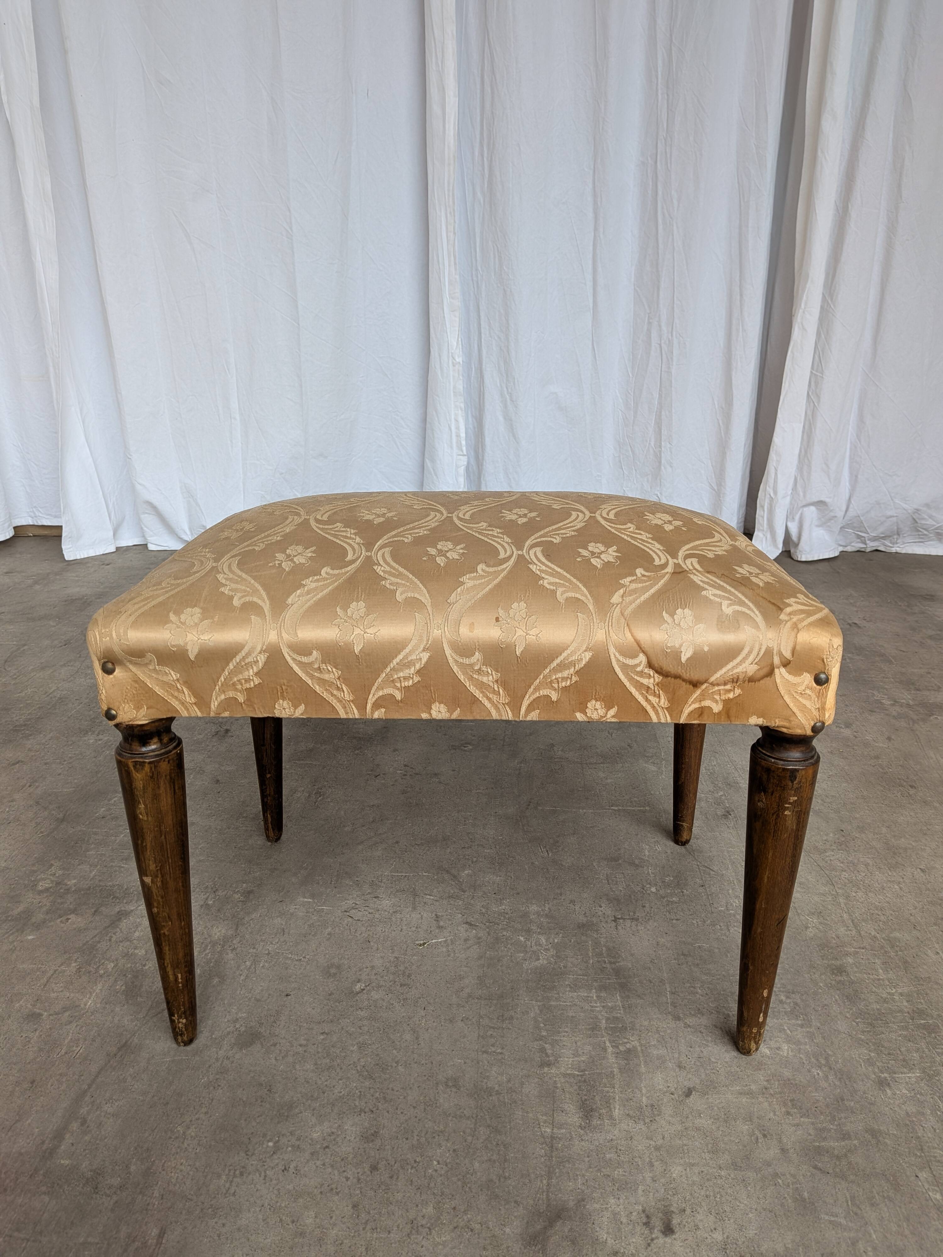 Vintage Gold Fabric Foot stool: Mid-Century Ottoman Tabure, 1970s