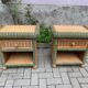 pair of bedside tables in rattan and wicker for rock bobois 1970