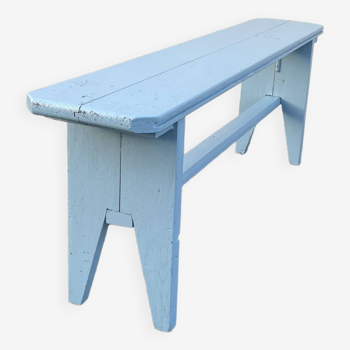 Blue painted wooden bench