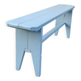 Blue painted wooden bench