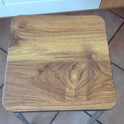 Leather in formica imitation wood and chrome feet / vintage 60s-70s