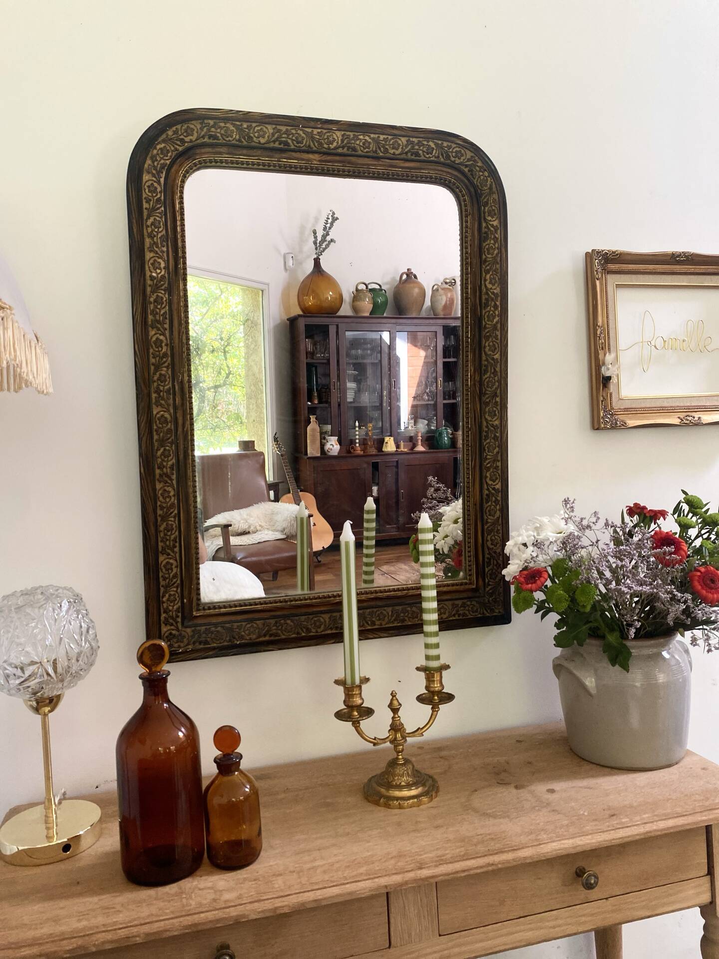 Louis-Philippe mirror, wood and gilded stucco — late 19th century