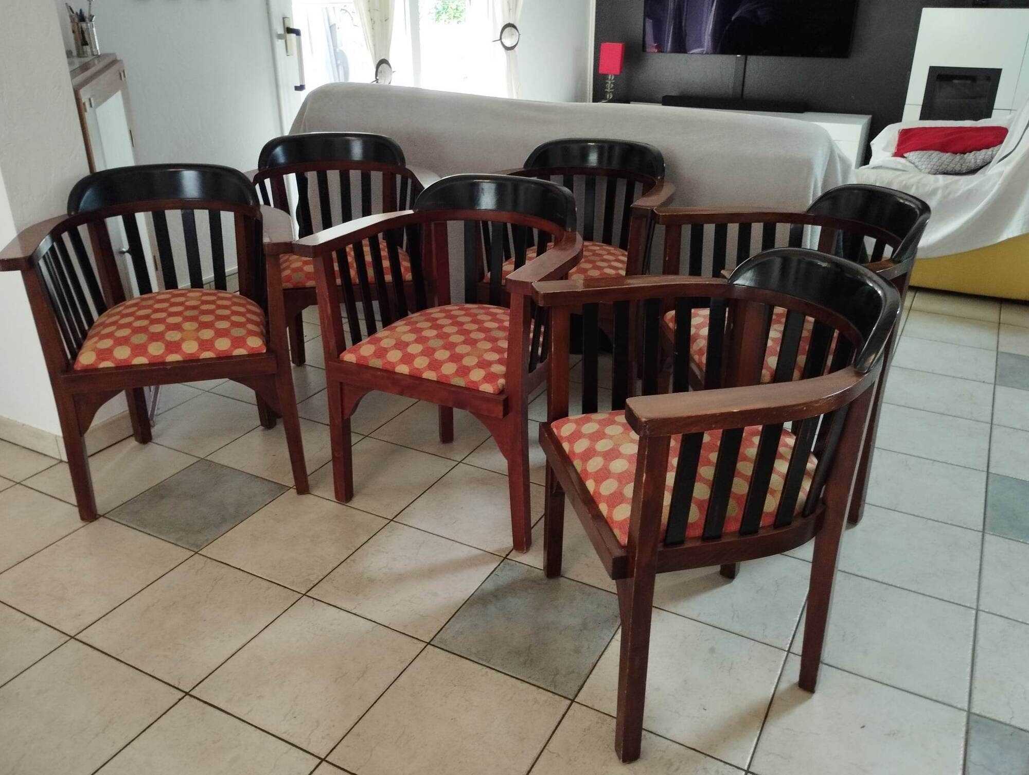 6 art nouveau armchairs