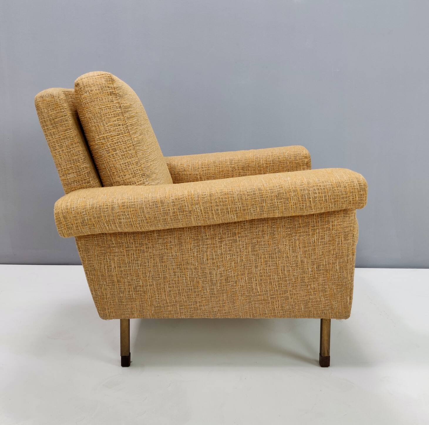 High-Quality Vintage Yellow Fabric Armchair, Italy
