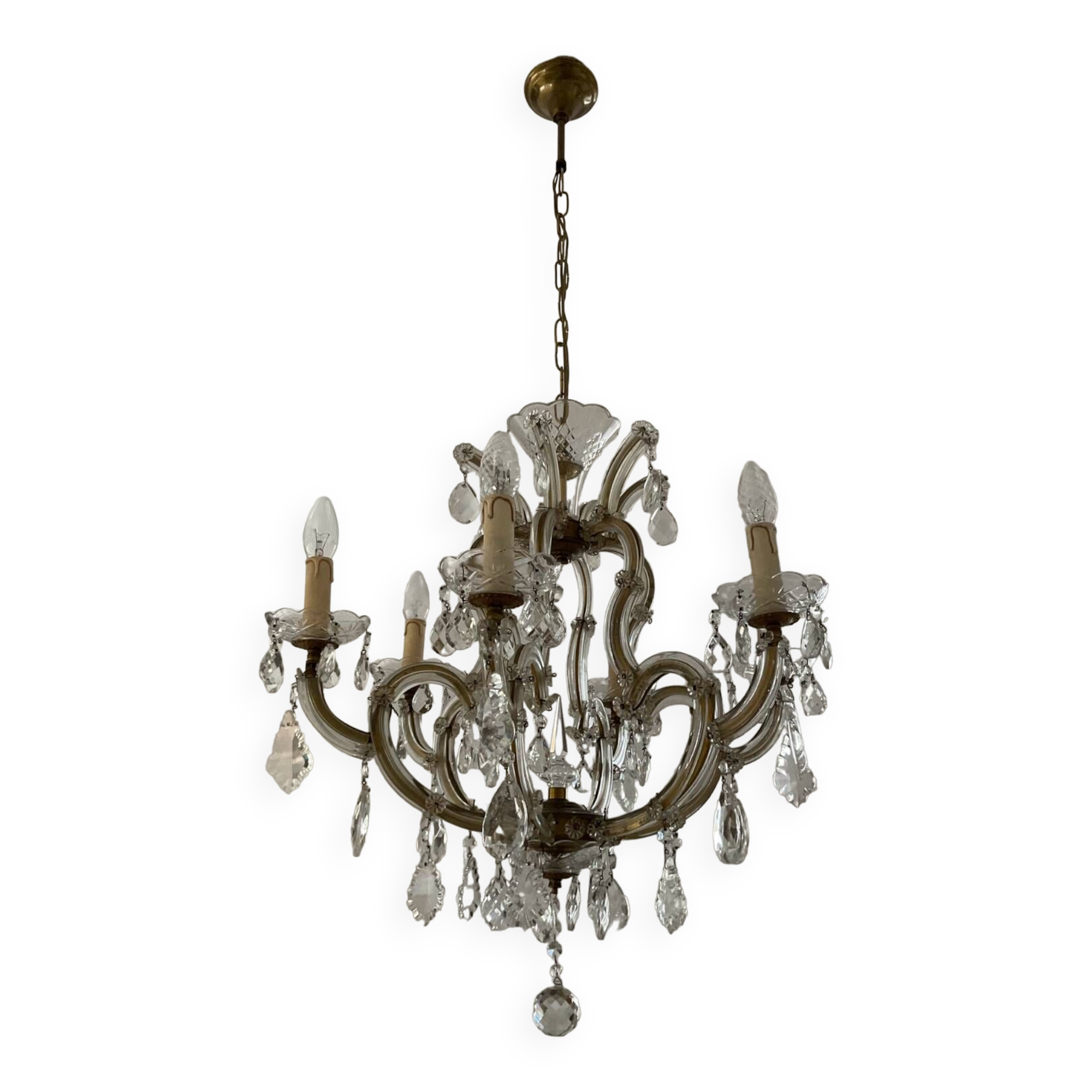 Old Venetian chandelier in crystal and bronze