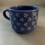 Vintage blue cup with flower decor