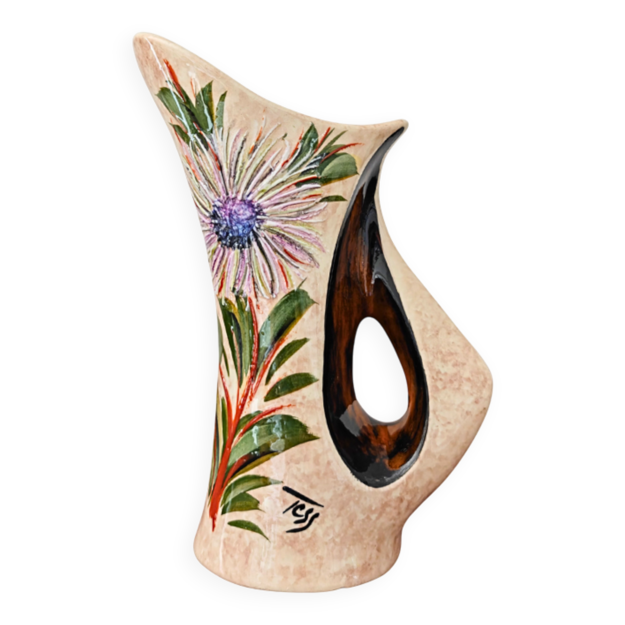Vintage Vallauris Vase Atelier Tess - Handcrafted Thistle Decor