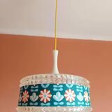Vintage 1970s plexiglass and flower pendant light