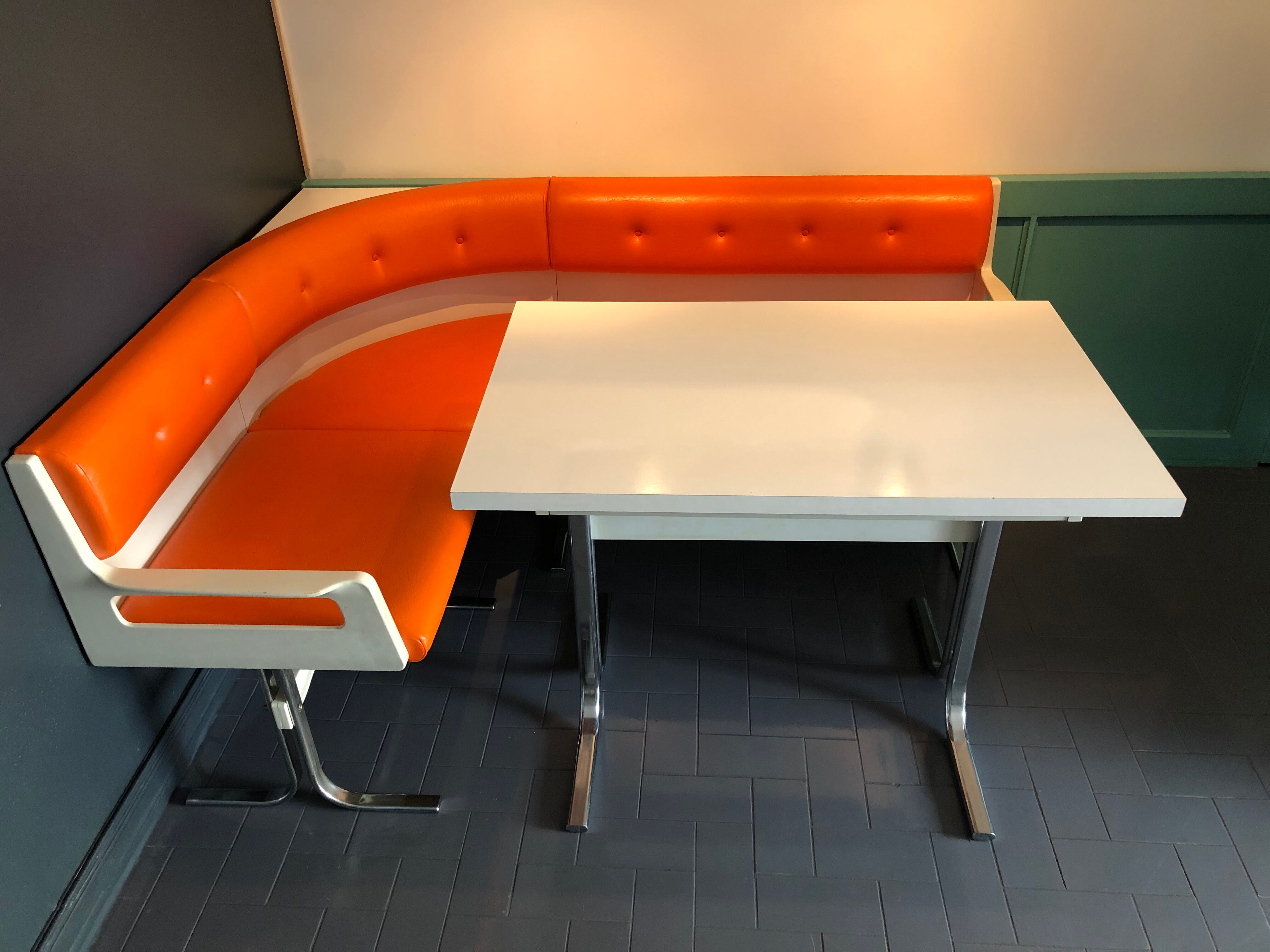 Vintage dining area bench and matching table