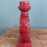 Art Deco ceramic candlestick, burgundy