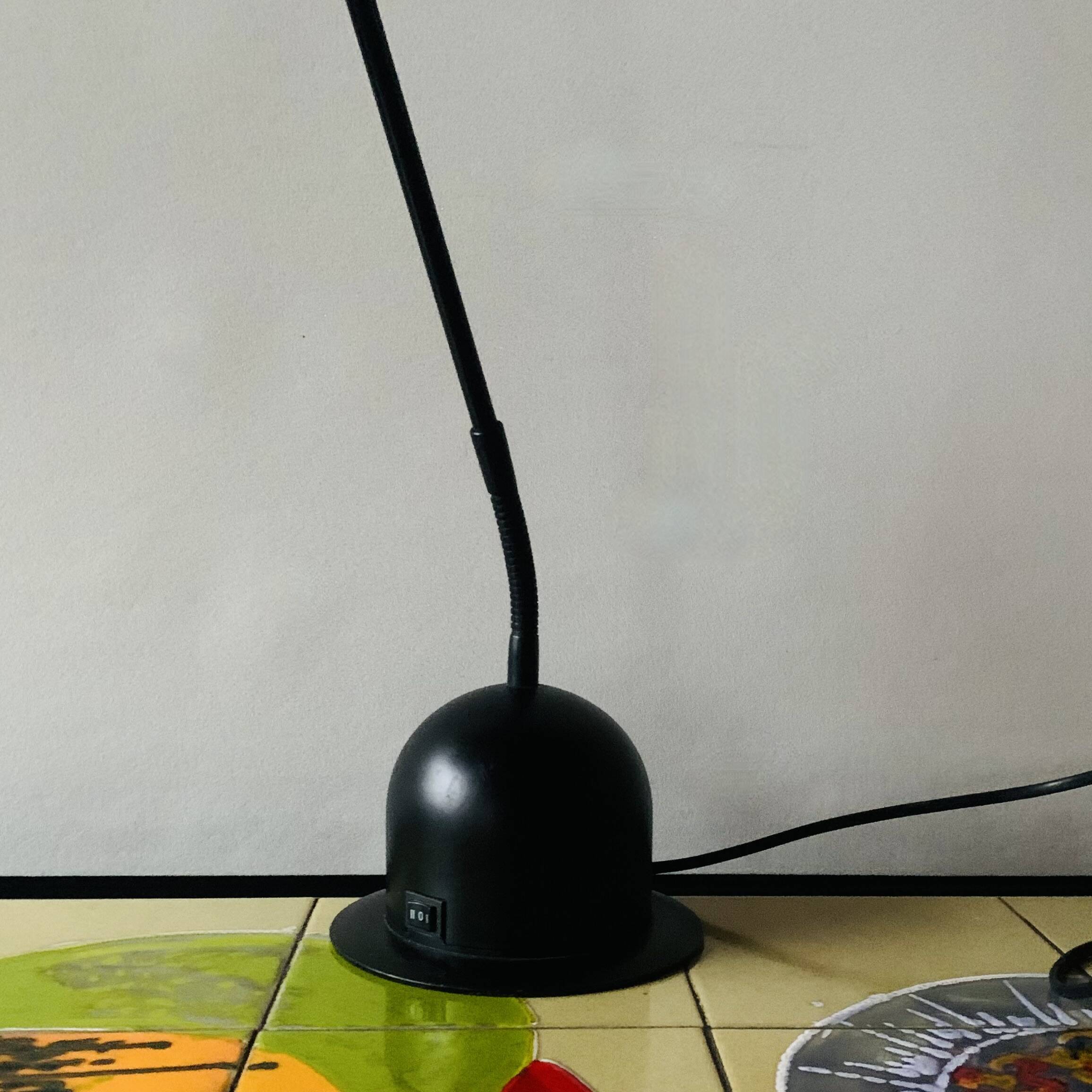 Massive vintage desk lamp in black metal