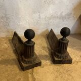 Pair of cast iron ball andirons