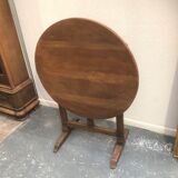 Table Vigneronne ronde ancienne en chêne Bois Massif Pliante