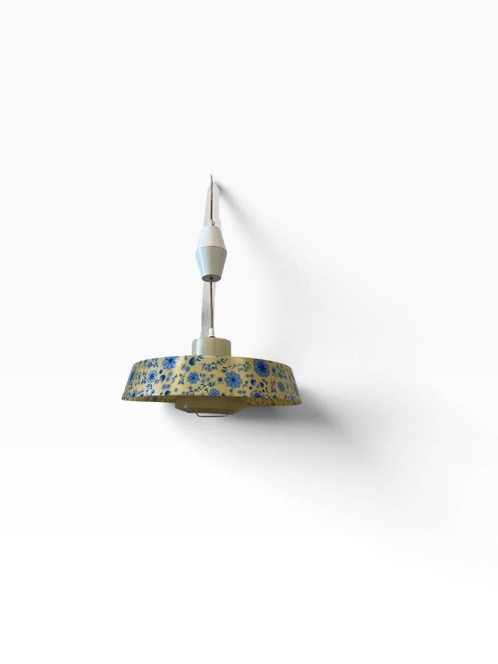 Vintage blue floral patterned pendant light/chandelier.