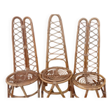Trio of bamboo and rattan chairs published by Bonacina, 1960