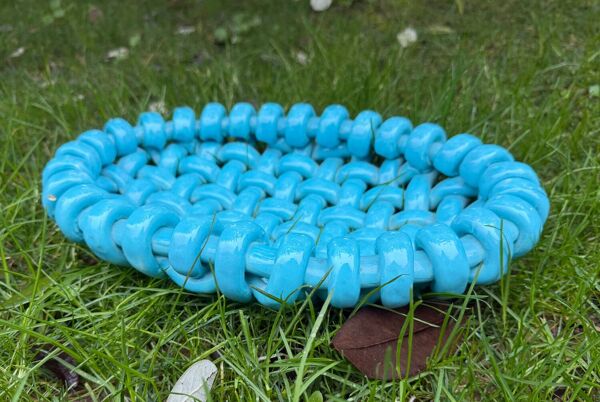 Corbeille en céramique turquoise de Jérôme Massier 1950