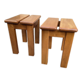 Paire de tabourets en orme, Maison Regain, v.1980