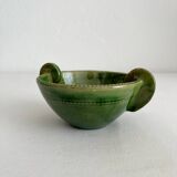 Bol à oreilles ancien en céramique vernissée verte type Tamegroute