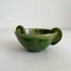 Antique green glazed ceramic bowl with handles, Tamegroute type