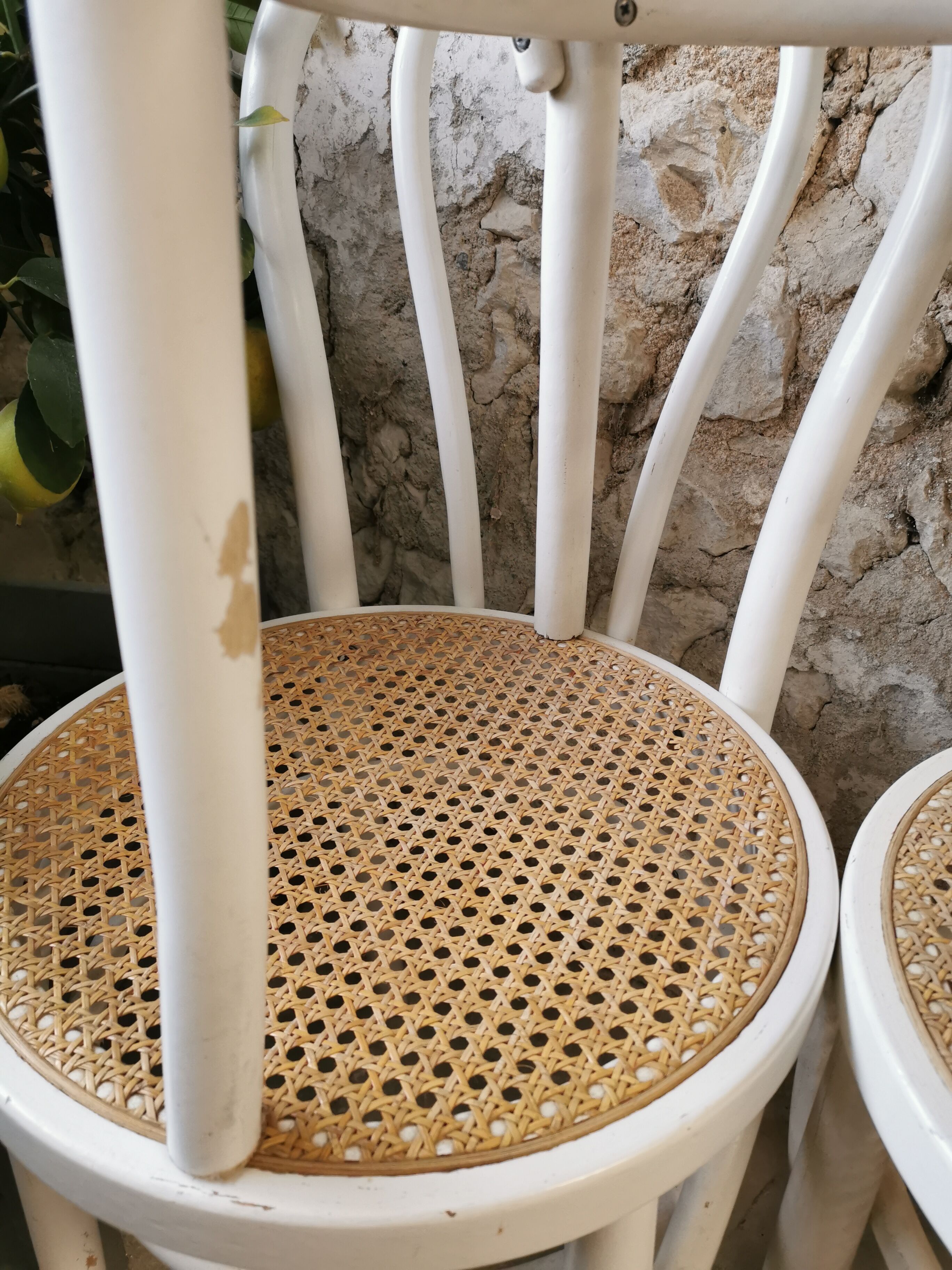 Suite of 6 canned bistro chairs