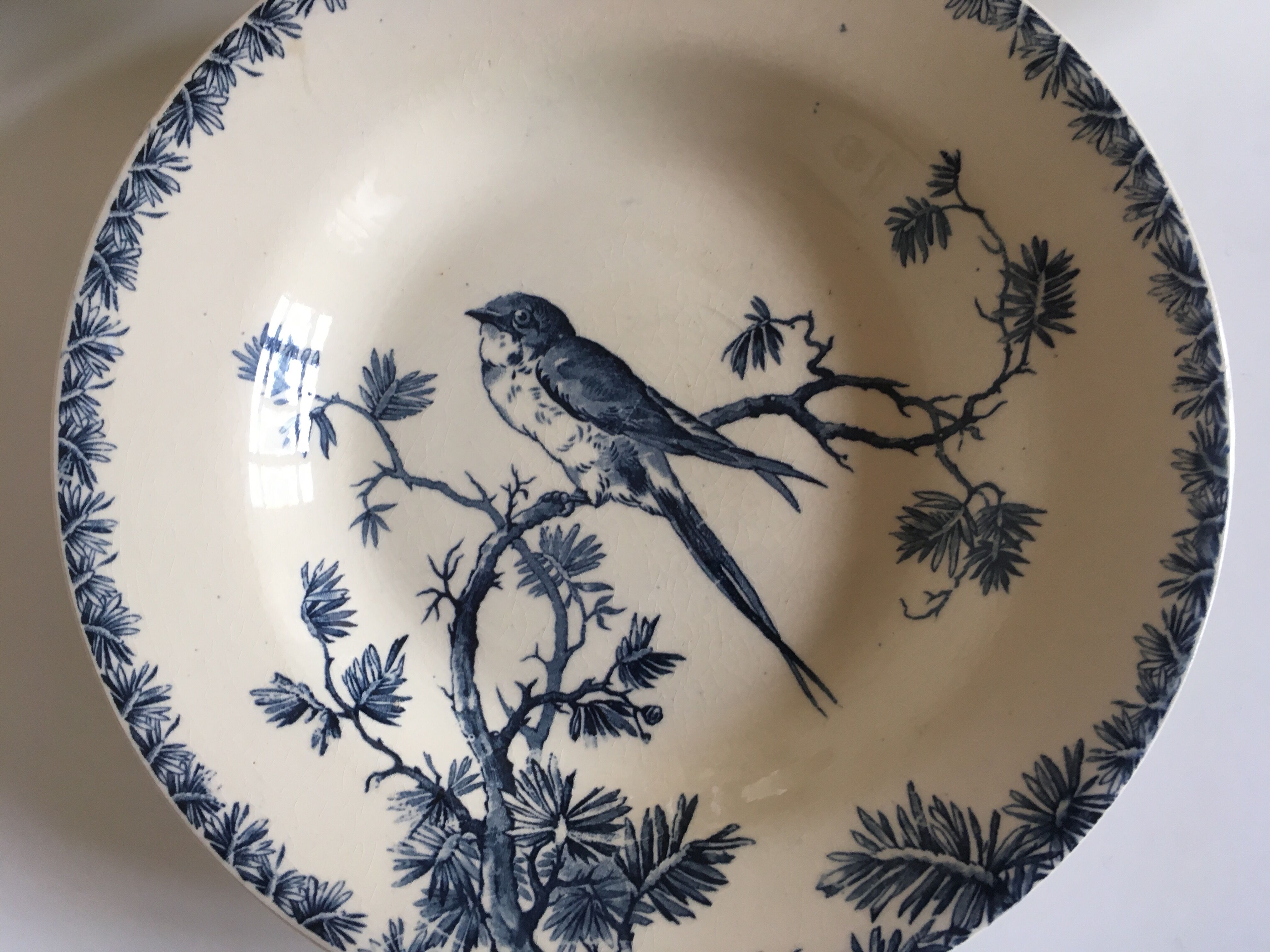Gien's hollow earthenware plates 19th Provençal bird décor