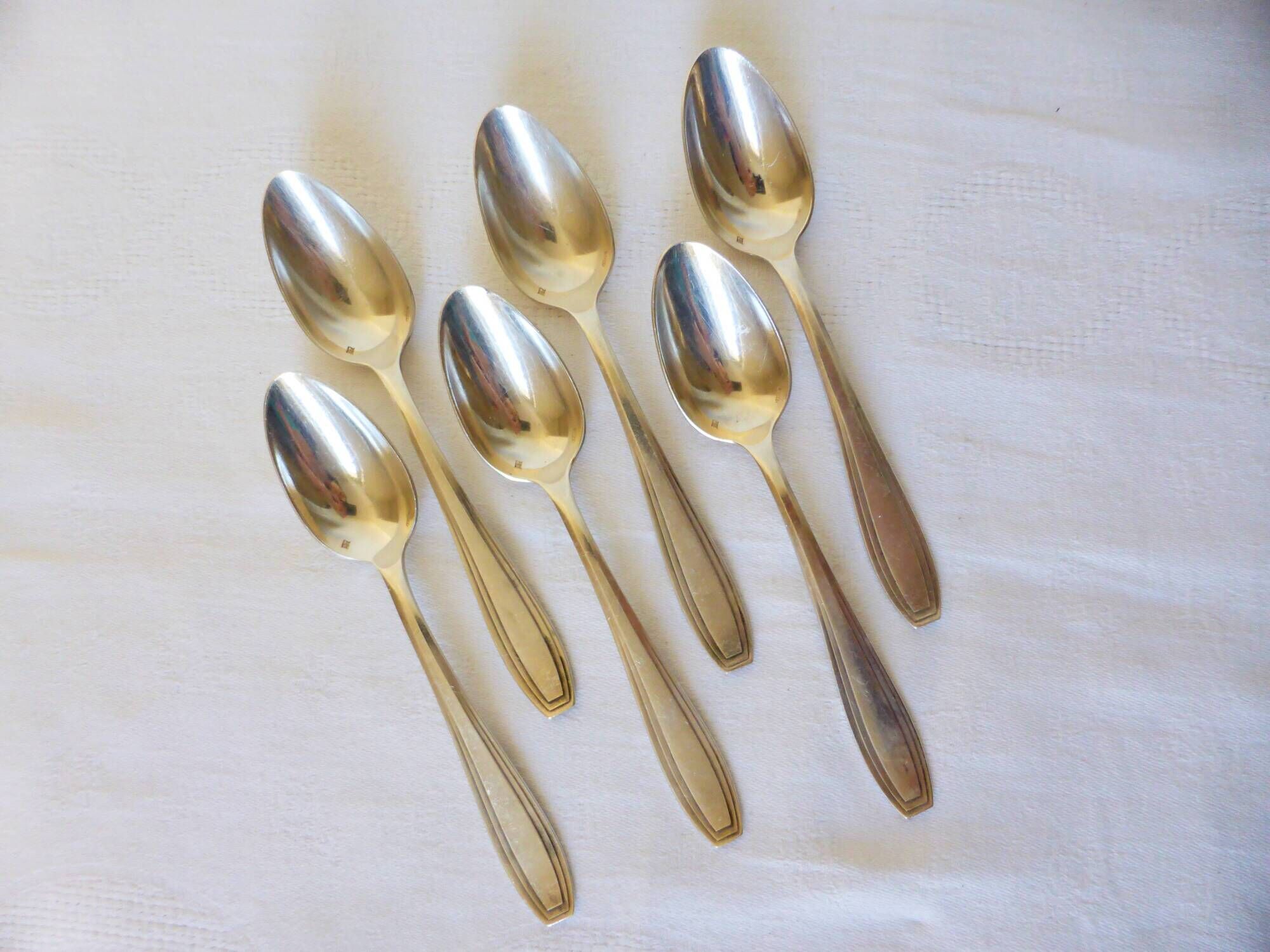 6 Apollo teaspoons in punched silver metal 2106241