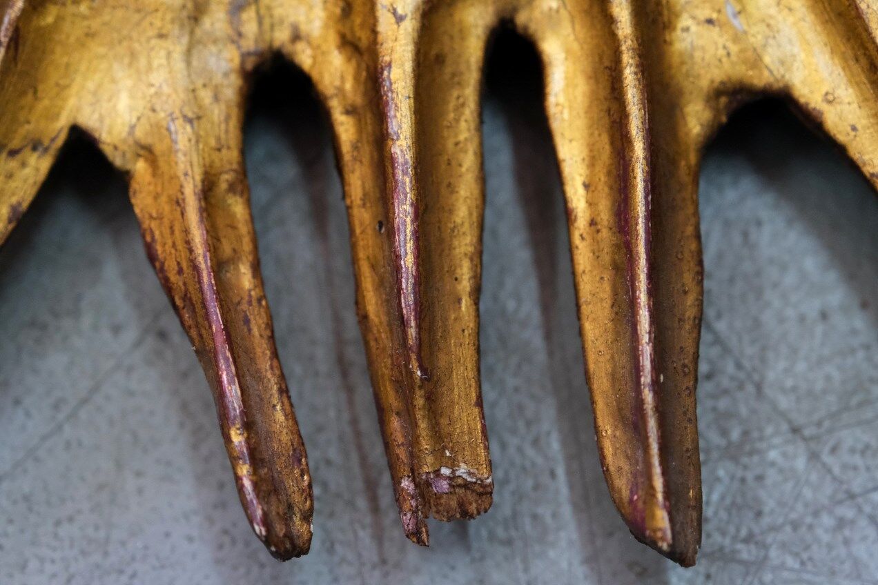 Mid-century italian wooden sun mirror, 1950s