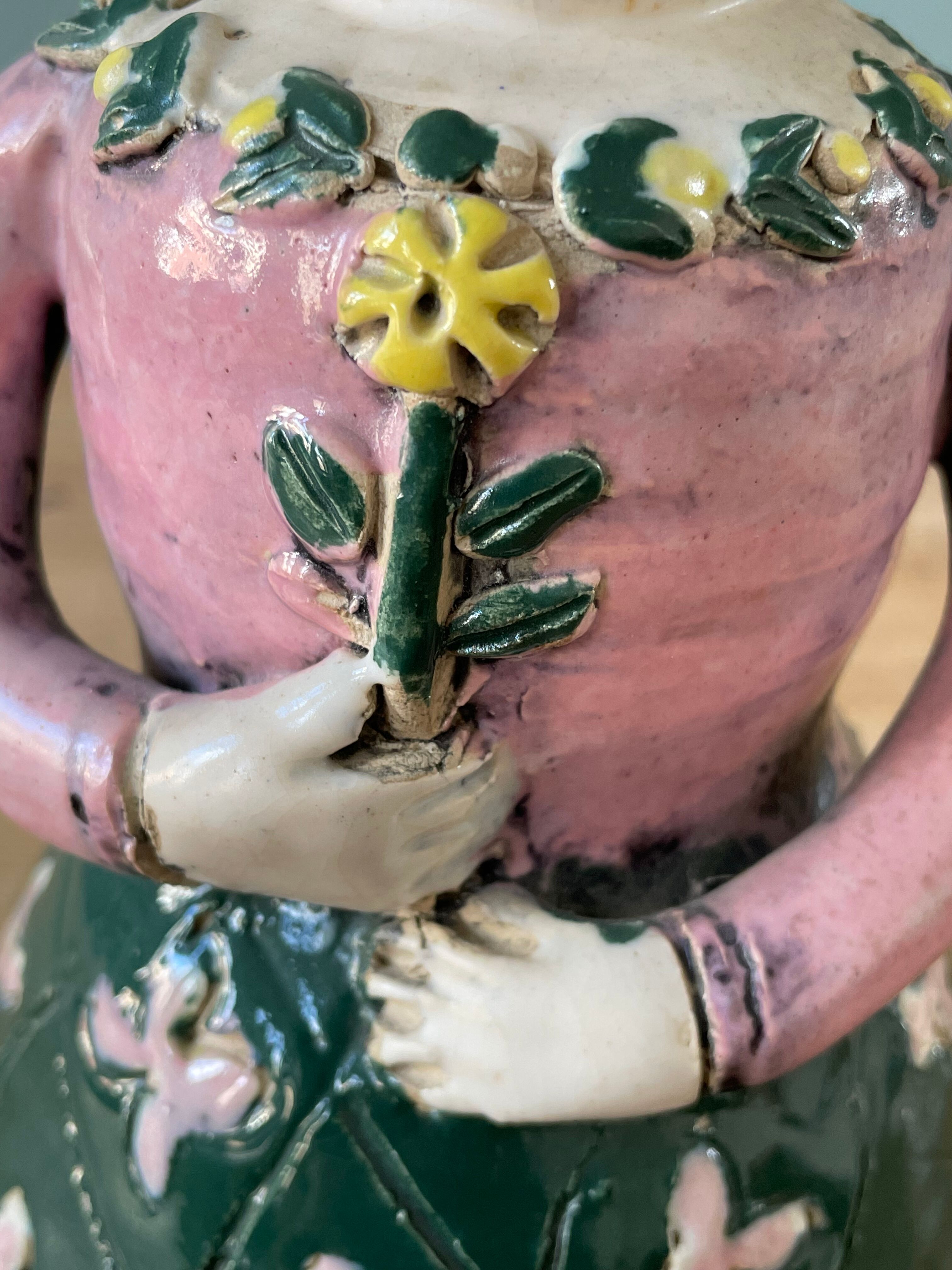 Pair of earthenware sconces signed Borderie - Szekely