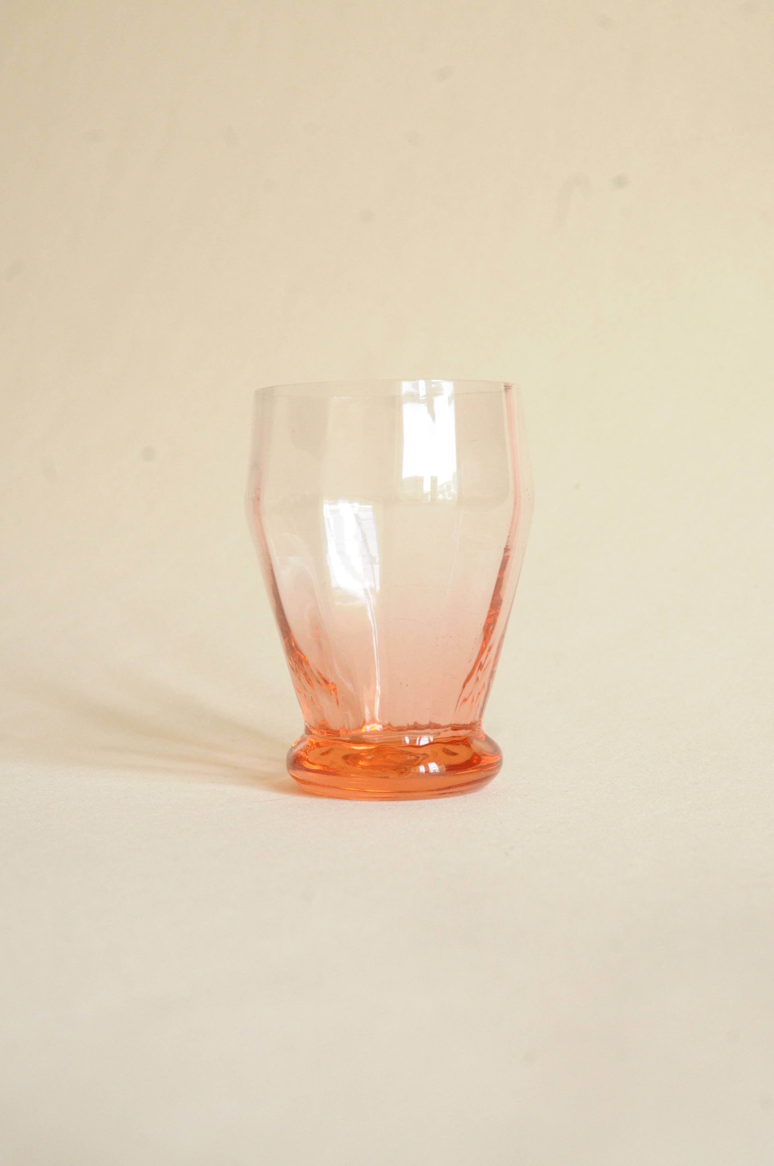 Vintage Art Deco Coloured Table Glassware Set in Transparent Pink Glass