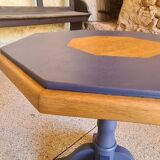 Table basse en bois octogonale, pied central