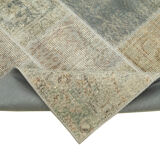 Handmade anatolian vintage 173 cm x 244 cm grey patchwork carpet
