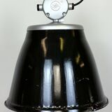 Industrial black enamel factory pendant lamp, 1960s