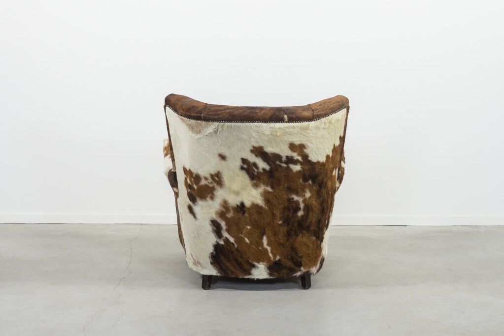 Art deco cowhide armchair