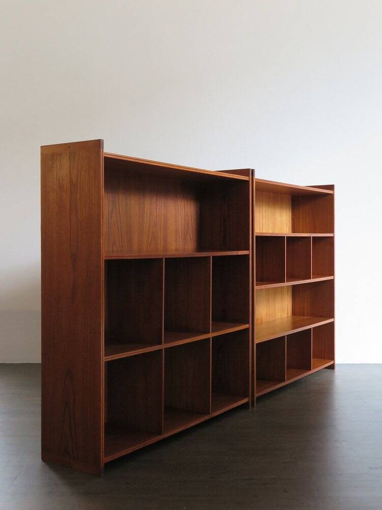 Bibliothèques en teck danois par Grete Jalk, ensemble de 2