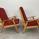 Pair of 50s vintage boomerang armchairs velvet and wood