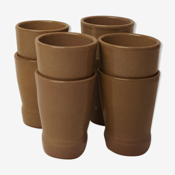 Set de 8 tasses gobelets en grès vernissé