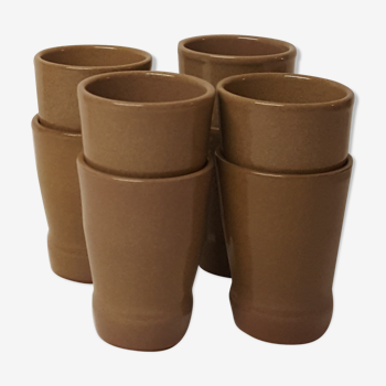 Set of 8 vernified sandstone cups