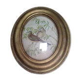 Ancien cadre ovale en verre bombé