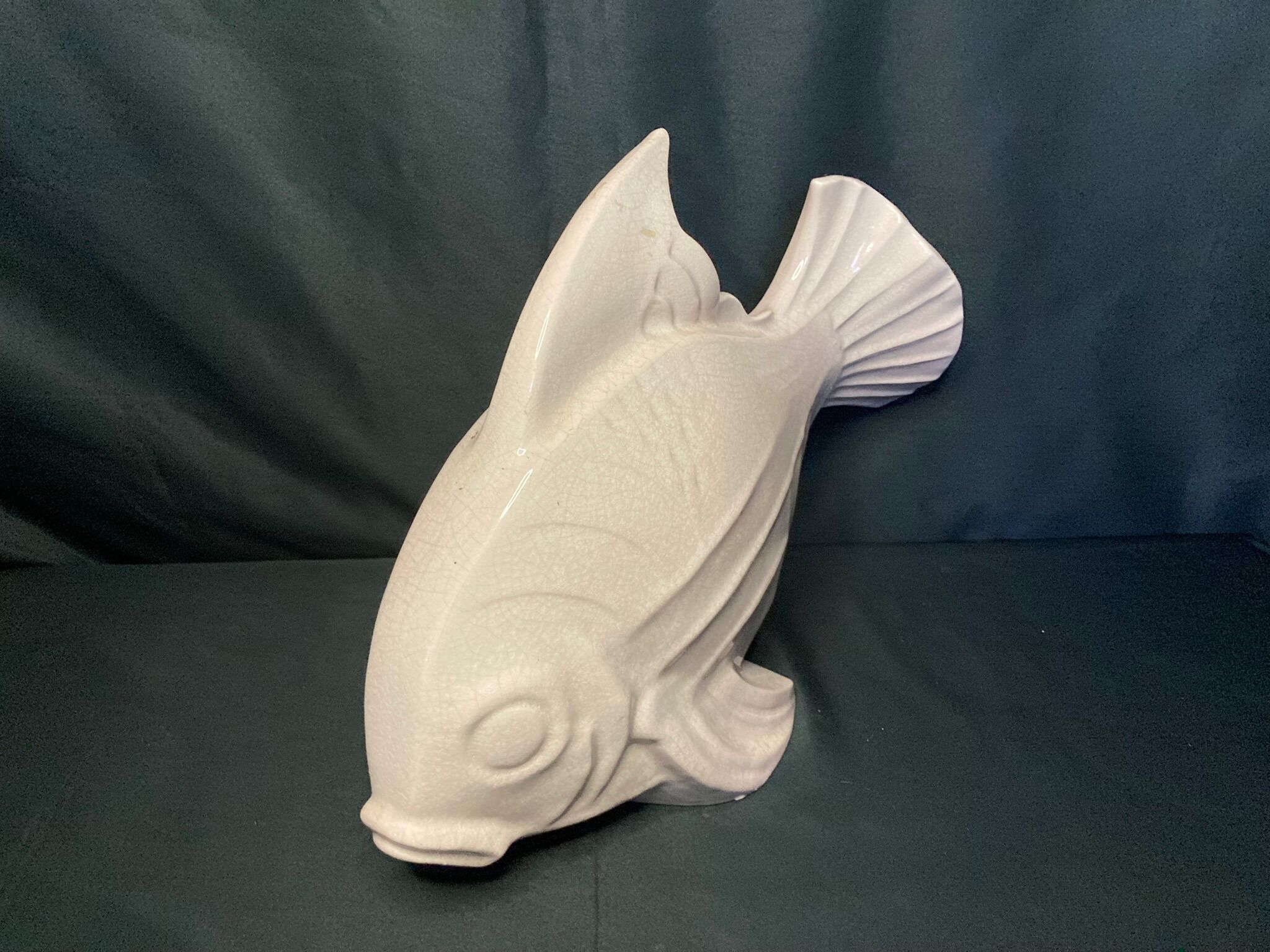 Le Jan, large ceramic fish cracked art deco circa 1930